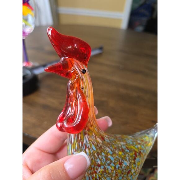 Hand Blown Art Glass Long Tail Rooster Figurine/Multicolored - Picture 14 of 16
